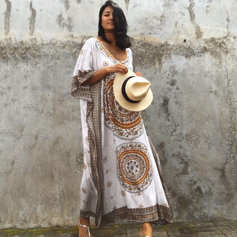 Women's Maxi Kaftan with intricate mandala pattern and elegant accents Ivyshape