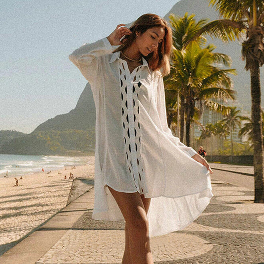 Women's beach shirt with refined cut-out design Ivyshape