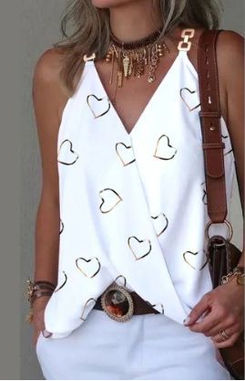 Ladies Stylish Sequin-coated V-neck Tank Top Ivyshape