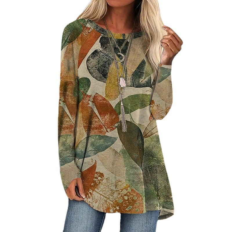 Women's Long Sleeve Tunic with Modern Pattern Ivyshape