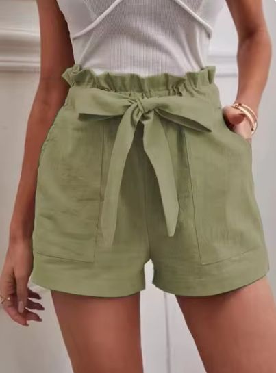 Women High Waist Paperbag Shorts Ivyshape