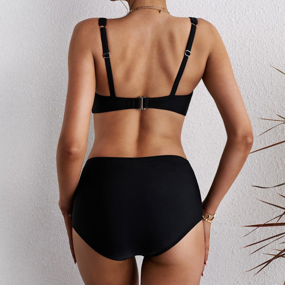 Ladies high-waisted bikini set with stylish twist Ivyshape