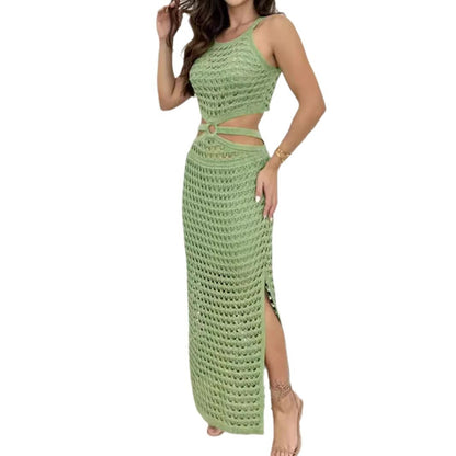 Women's airy knitted dress with side details and slits Ivyshape