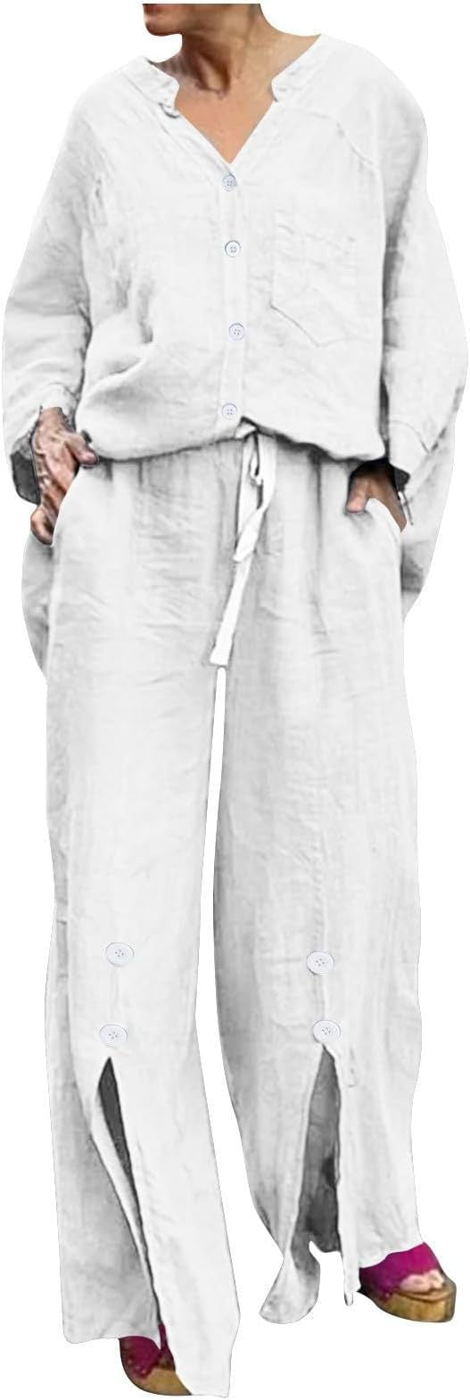 Women casual linen two-seater with button details Ivyshape