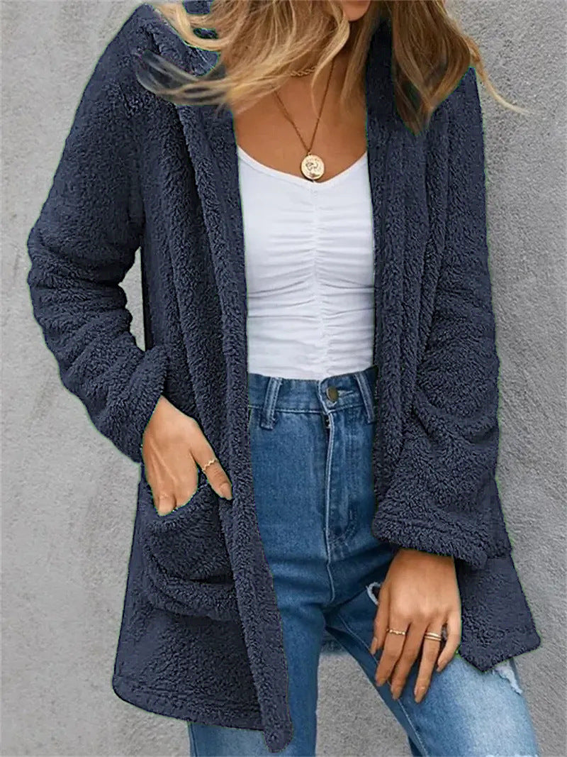 Womens Cozy Fleece Jacket with Spacious Pockets and Casual Fit Ivyshape
