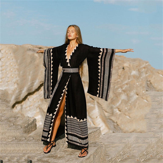 Women's beach robe with artistic graphic pattern Ivyshape