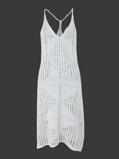 Ladies Crochet Beach Dress with Intricate Hole Pattern Ivyshape