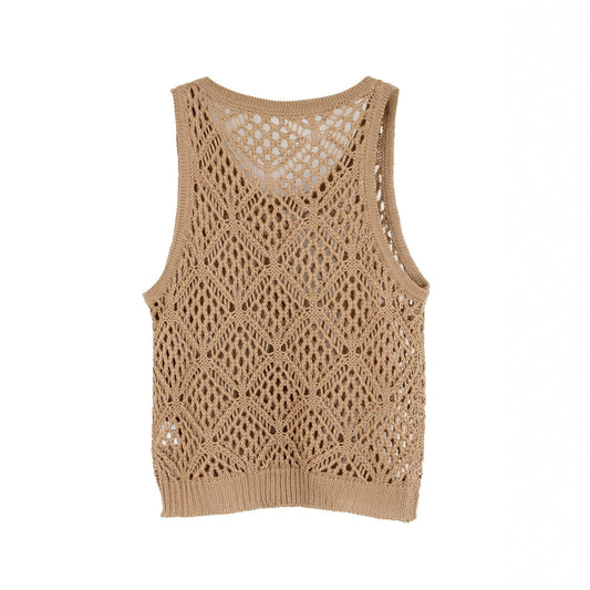 Women's airy knitted top with unique crochet pattern Ivyshape