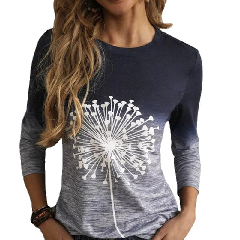 Women's Long Sleeve Shirt with Colorful Graphic Design Ivyshape