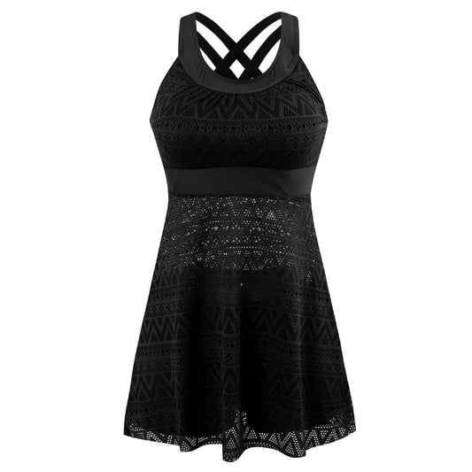 Women Sporty Dress with Integrated Shorts and Decorative Mesh Ivyshape
