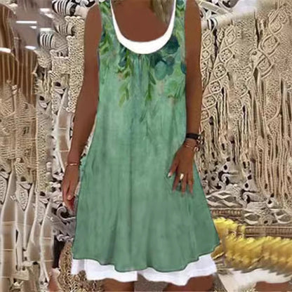Women's Floral Print Sleeveless Beach Dress Ivyshape