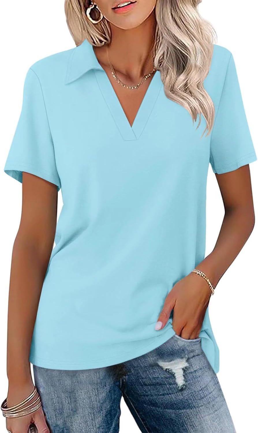Ladies V-Neck Short Sleeve Top Ivyshape