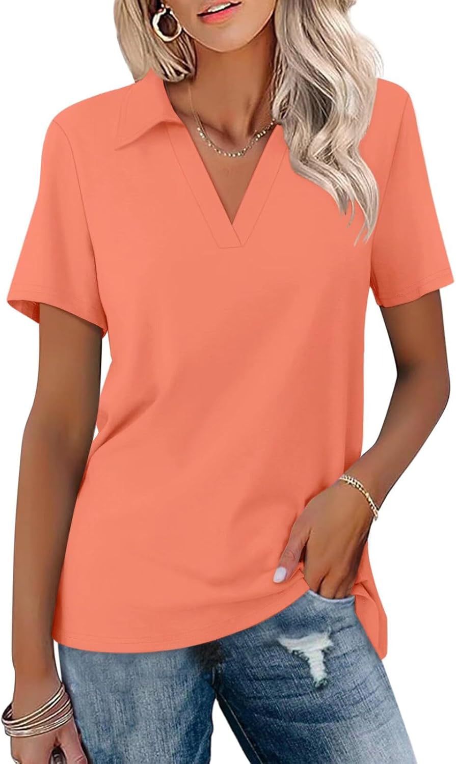 Ladies V-Neck Short Sleeve Top Ivyshape