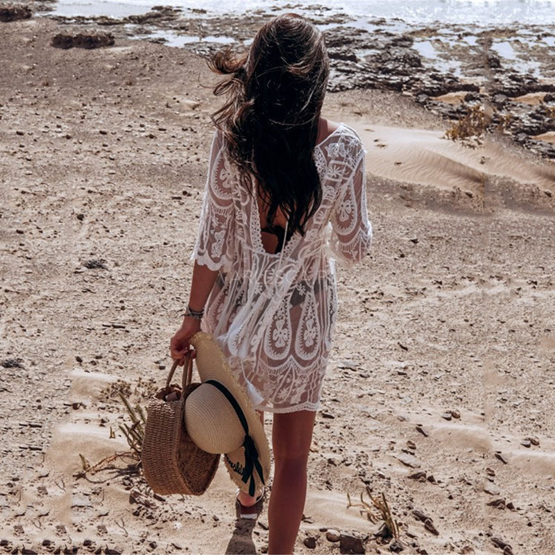 Women's Crochet Beach Dress in Boho Style Ivyshape