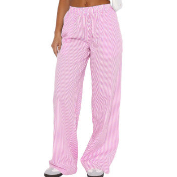 Women Light Vertical Striped Wide Leg Pants Ivyshape