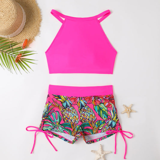Women's sporty bikini set with adjustable top and colorful pattern detail Ivyshape