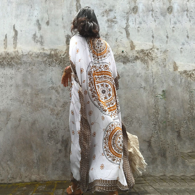 Women's Maxi Kaftan with intricate mandala pattern and elegant accents Ivyshape