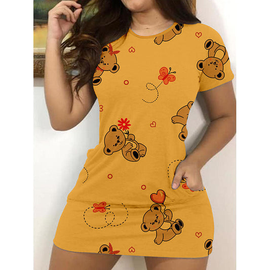 Ladies' mini dress with sophisticated bear motif and pockets Ivyshape