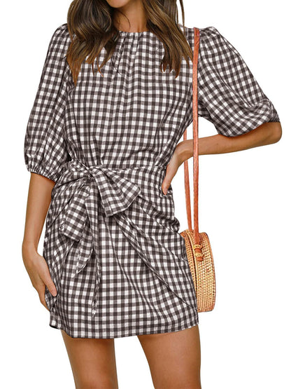 Women's checked wrap dress Ivyshape