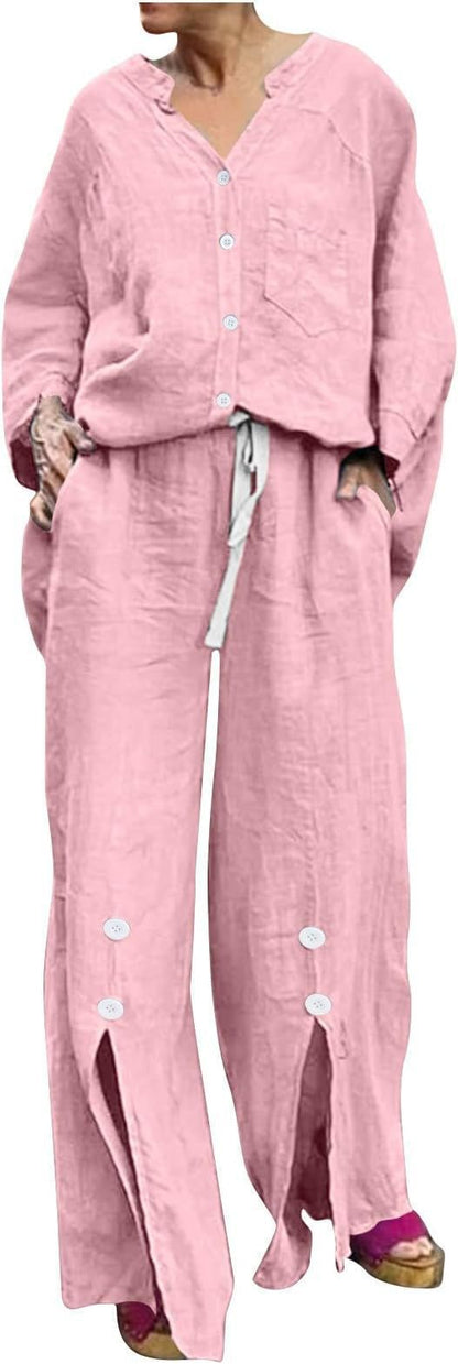 Women casual linen two-seater with button details Ivyshape