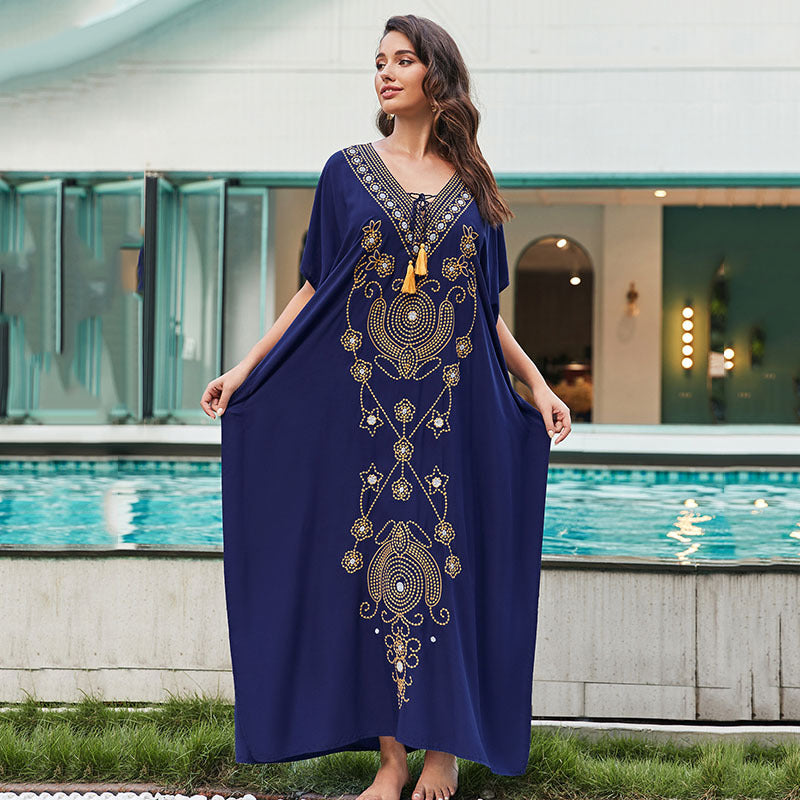 Women's Elegant Kaftan with Artistic Applications Ivyshape