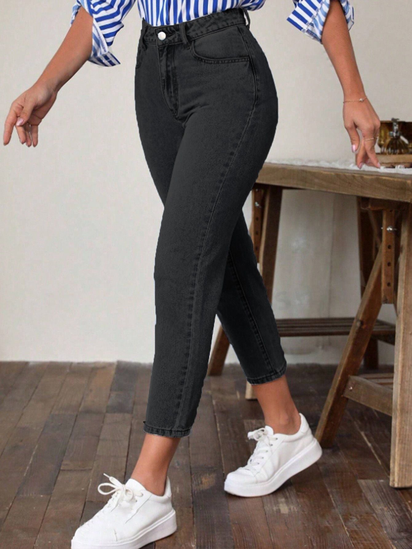 Women's High Waist Ankle Length Denim Jeans Ivyshape