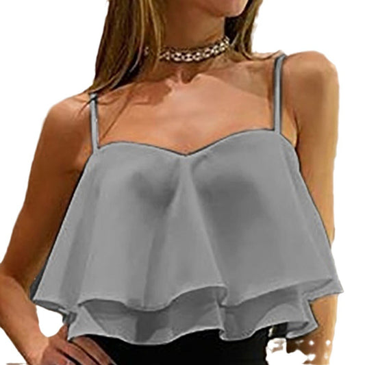 Women Flowing Layered Crop Top Ivyshape