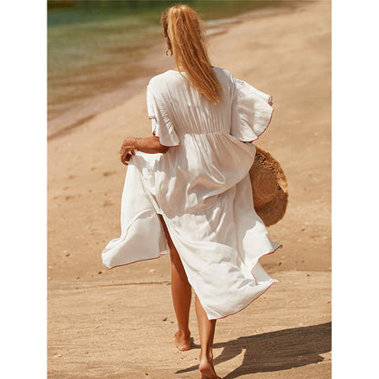 Ladies Summer Maxi Dress with Artistic Embroidery Details Ivyshape