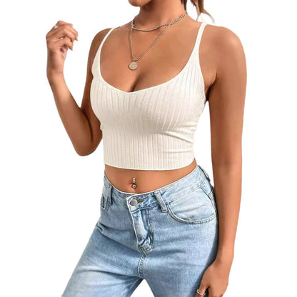 Women casual lace basic top in rib design Ivyshape