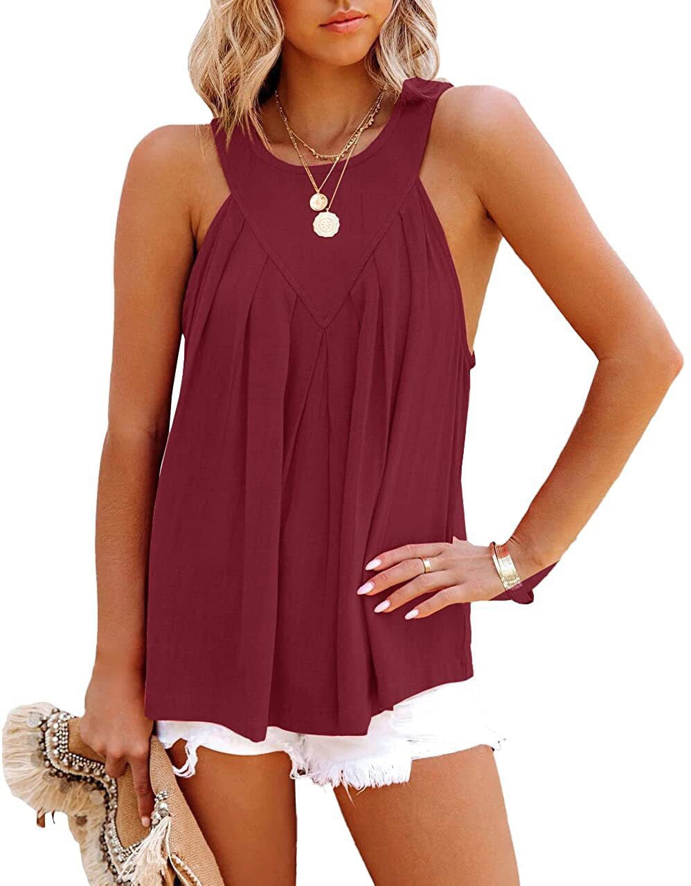 Women Pleated Halter Neck Blouse Ivyshape
