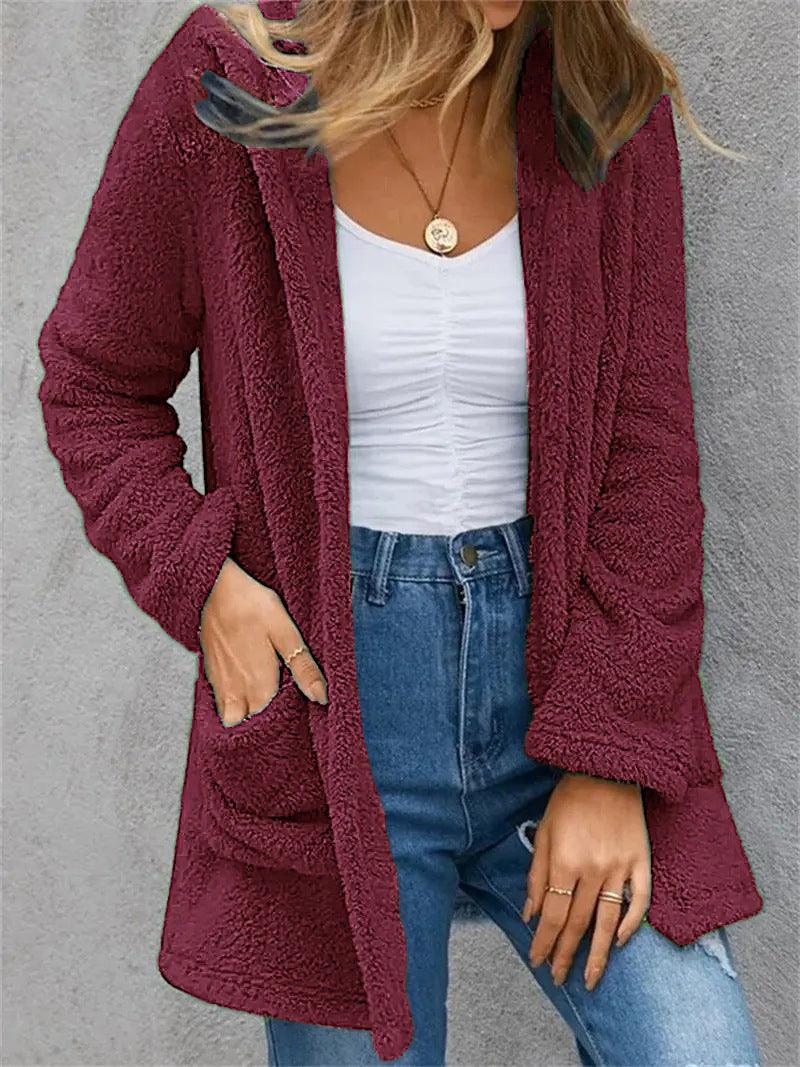 Womens Cozy Fleece Jacket with Spacious Pockets and Casual Fit Ivyshape