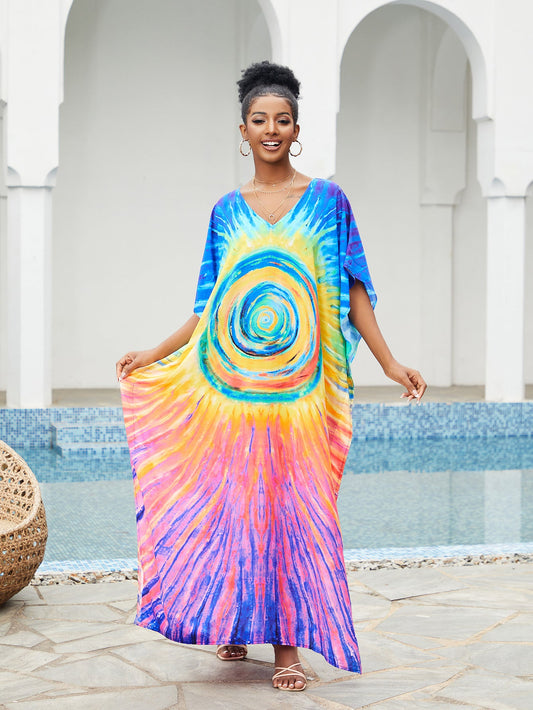 Women’s maxi dress in artistic spiral design Ivyshape
