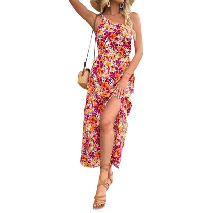 Women’s maxi dress with floral pattern and side slit Ivyshape