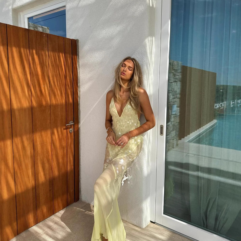 Emilia - Abito lungo con paillettes