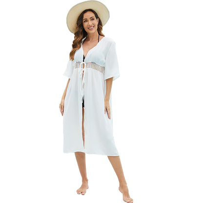 Ladies elegant beach robe with side slit and wide cut Ivyshape