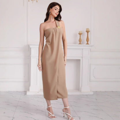 Women Minimalist One-Shoulder Midi Dress Ivyshape