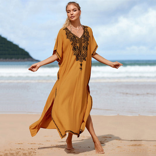 Women's Kaftan with intricate embroidery and side slits Ivyshape