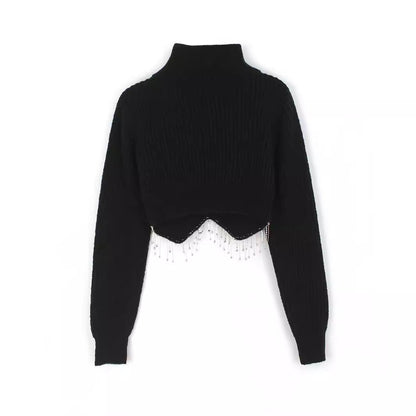 Women's fashionable turtleneck sweater with glittering embellishments Ivyshape