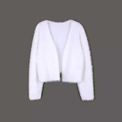 Women's Fashion Fur Crop Cardigan Ivyshape