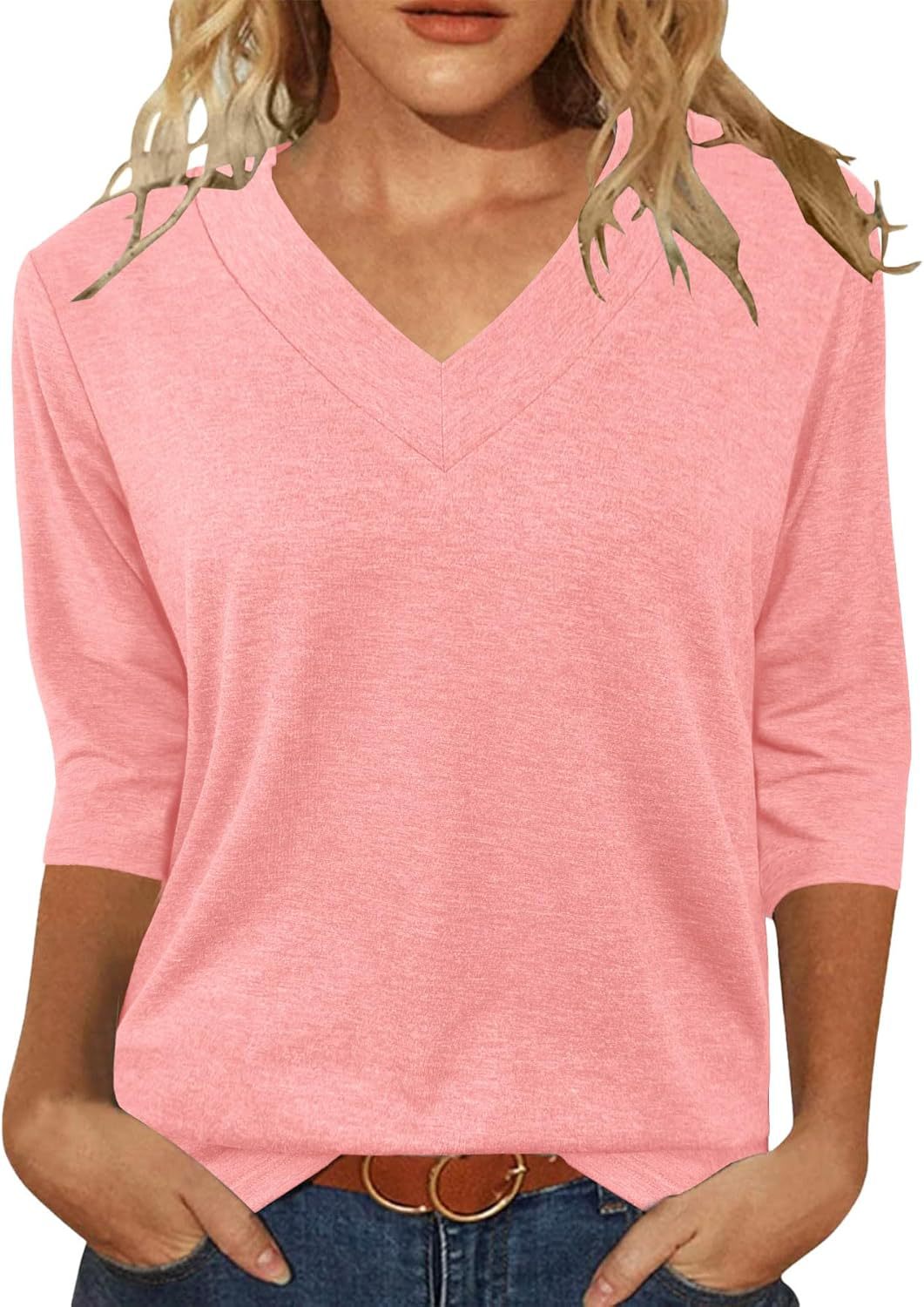 Women Relaxed Fit V-Neck Top Ivyshape