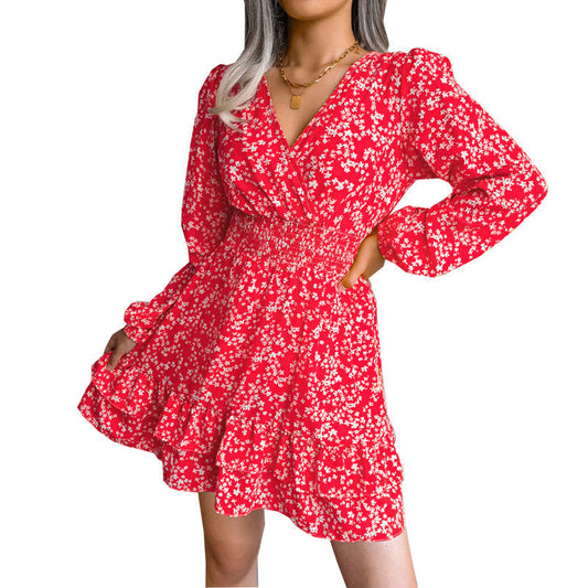 Women's Short Casual Dress with Ruffle Details and Smock Look Ivyshape