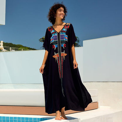 Women's Kaftan with elaborate colorful embroidery Ivyshape