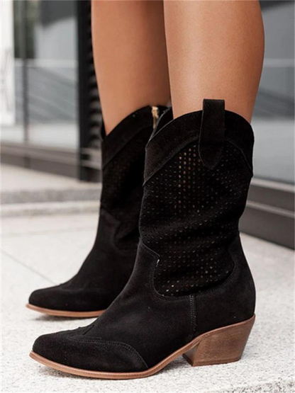 Alba - White perforated cowboy boots for fresh, modern style