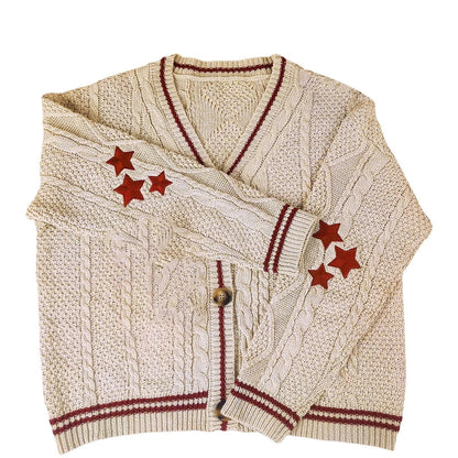 Milva | Elegante cardigan vintage in maglia con stampa a stelle