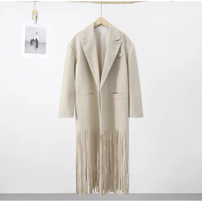 Azure | Cappotto Lungo con Frange in Stile Western Chic
