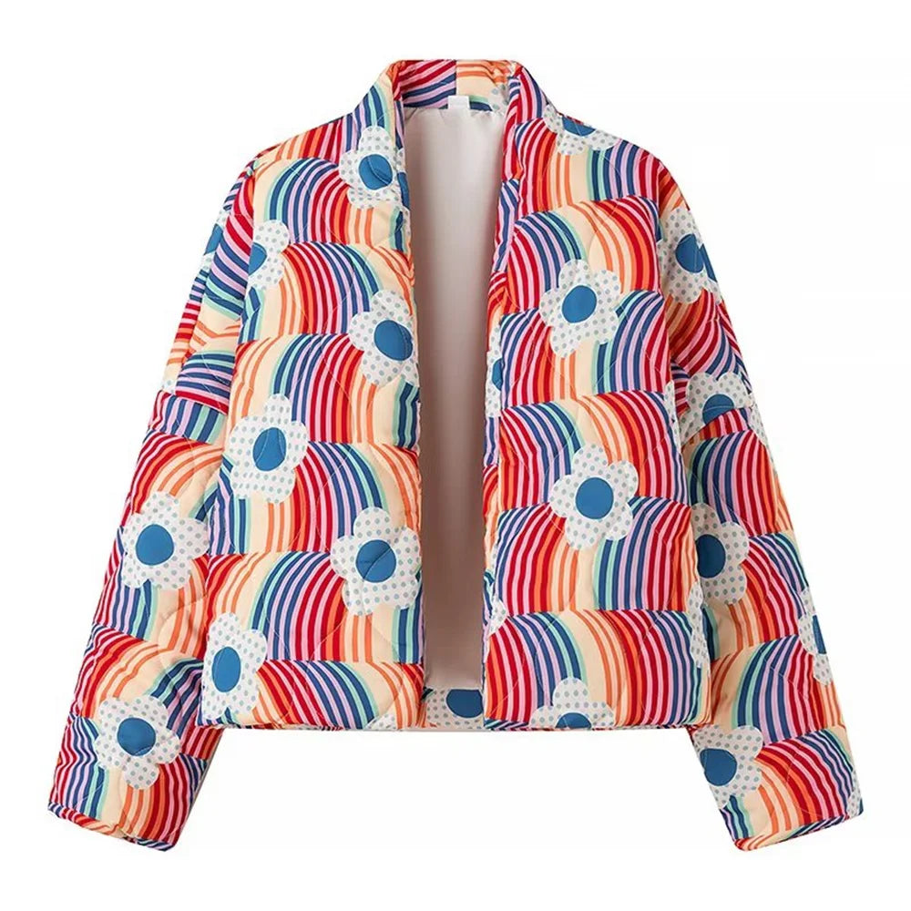 Allegra | Giacca Trapuntata Multicolore con Motivo Floreale