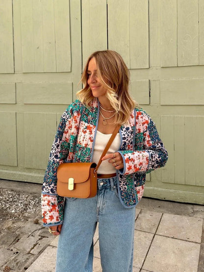 Chiara | Giacca trapuntata corta floreale boho chic