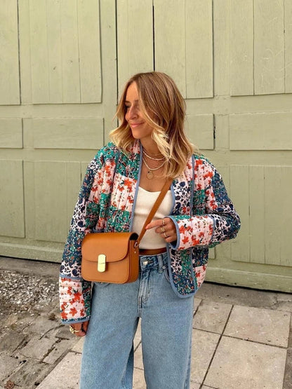 Chiara | Giacca trapuntata corta floreale boho chic
