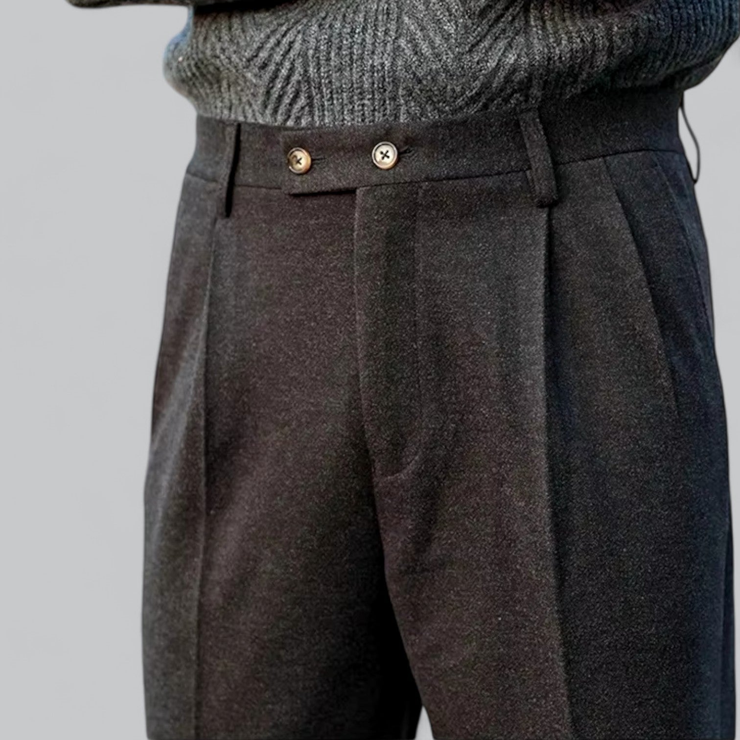Howard | Pantaloni Eleganti a Vita Alta con Risvolto