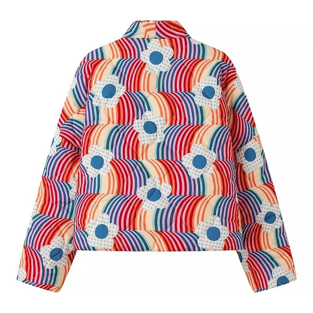Allegra | Giacca Trapuntata Multicolore con Motivo Floreale